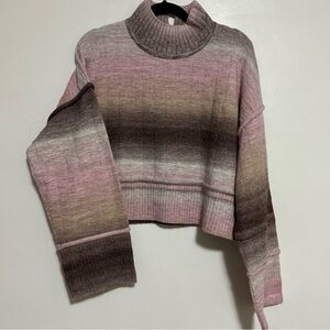 Anthro Pilcro Cropped Mock Neck Dip Dye Boxy Fit Sweater